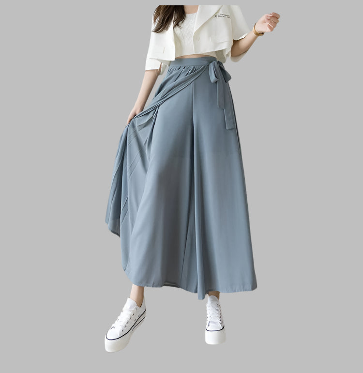 Big Hem Skirt Trousers Pleated Chiffon Pant - Palm and Thread