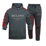 Tracksuit Print Casual Hooded Sweatshirt 2 Piece Set