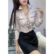 New Polo Collar Vertical Striped Shirt - Palm and Thread