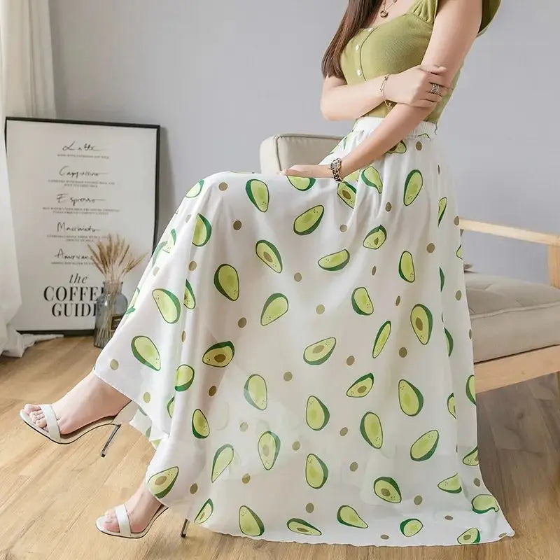 New Print High Waist Elegant Long Skirt - Palm and Thread