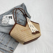 Straw Leisure Capacity Beach Shoulder Bag - Palm and Thread