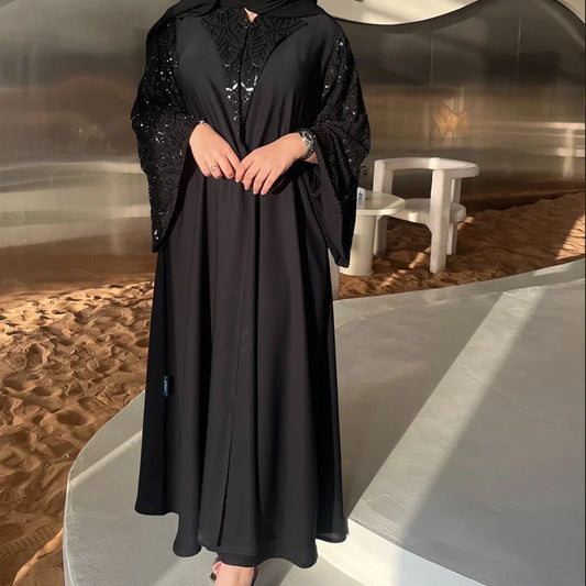 Black Open Include Hijab Turban Abaya - Palm and Thread