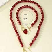 2 Pcs Pearl Necklace Bracelet Jewelry Set - Palm and Thread