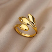 Stainless Steel Gold Color Open Gothic Ring - Palm and Thread