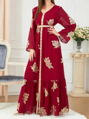 Iron V-Neck Button Dress Abaya - Palm and Thread