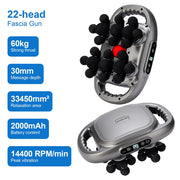 22-Head Fascia Gun High-Frequency Vibration Body Massage - Palm and Thread