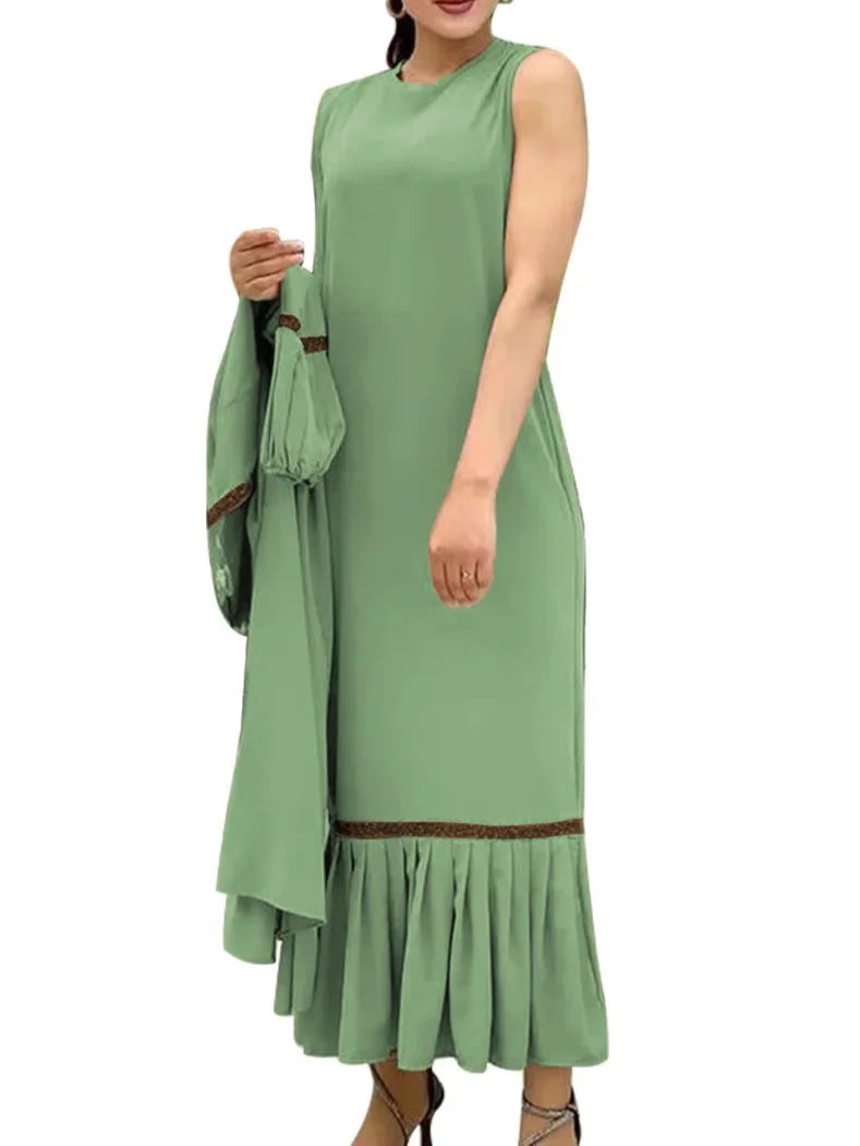 Lantern Sleeve Maxi Long Dress 2 Piece set - Palm and Thread