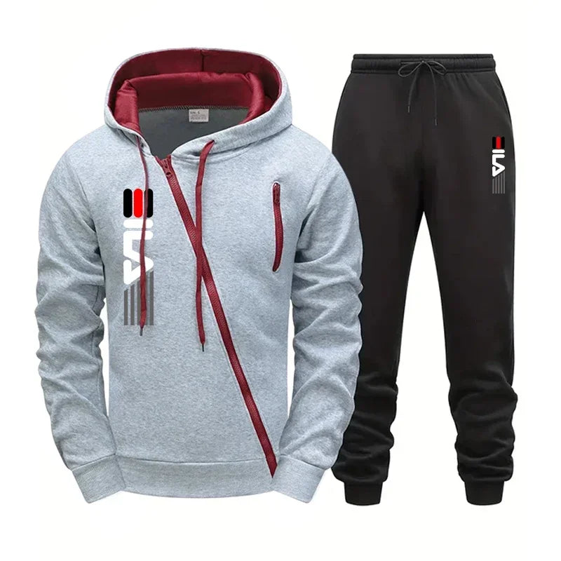 Zipper Hoodie Sweatpants Tracksuit 2pcs Set