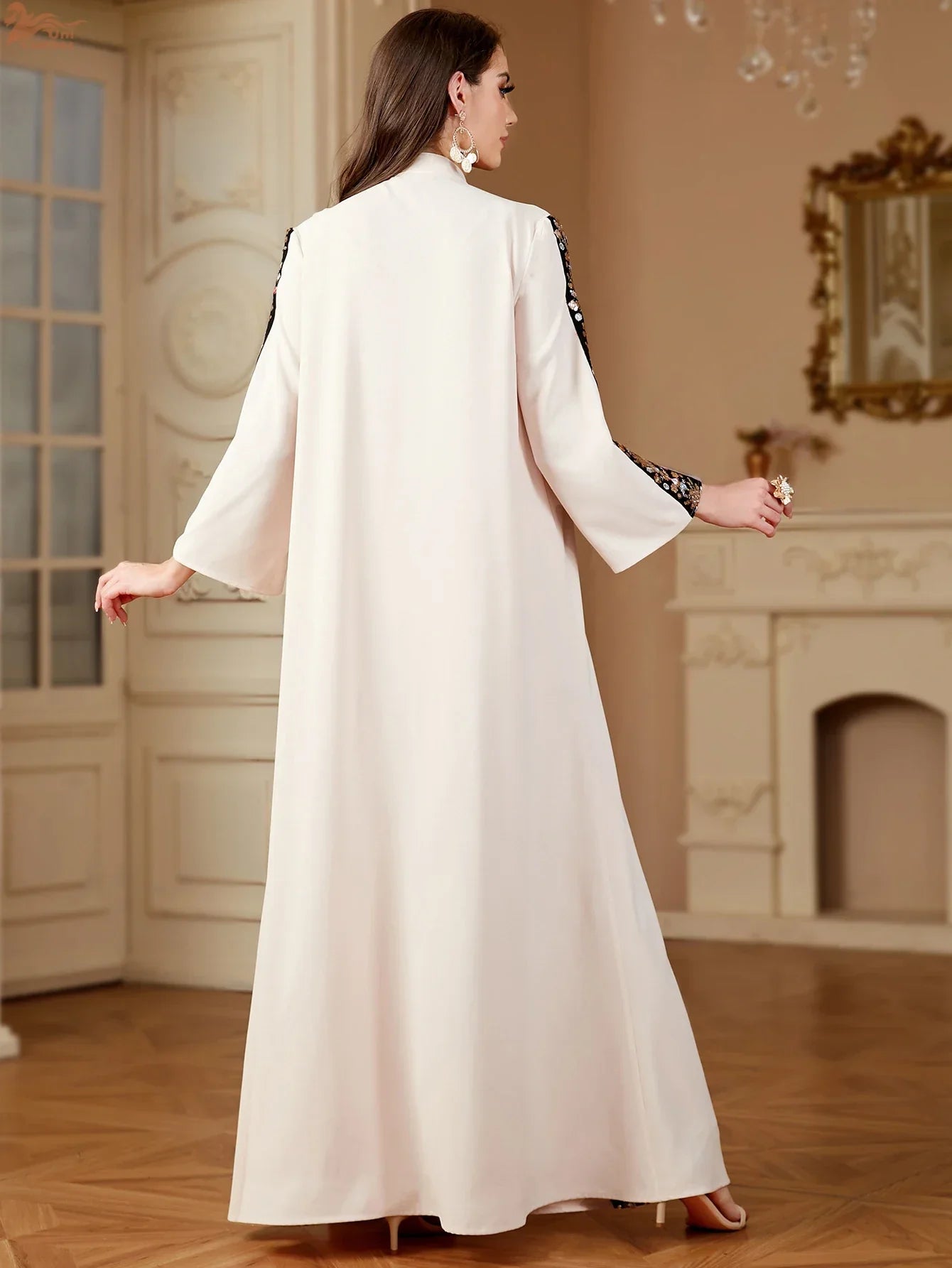Embroidery Stripe Long Abaya - Palm and Thread