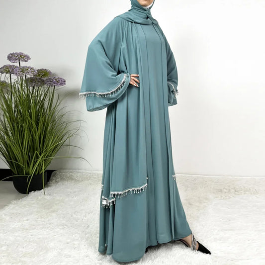 Chiffon Kimono Open Abaya - Palm and Thread
