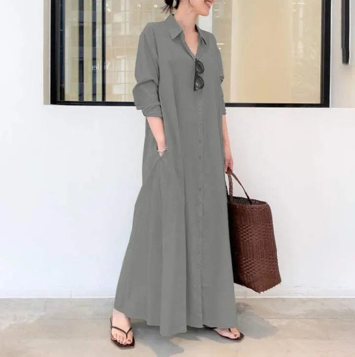 Lapel Pocket Robe Abaya Dress - Palm and Thread