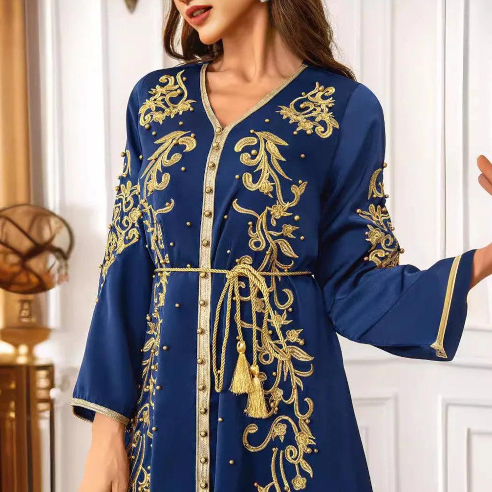 V-neck Long sleeved Robe Abaya - Palm and Thread