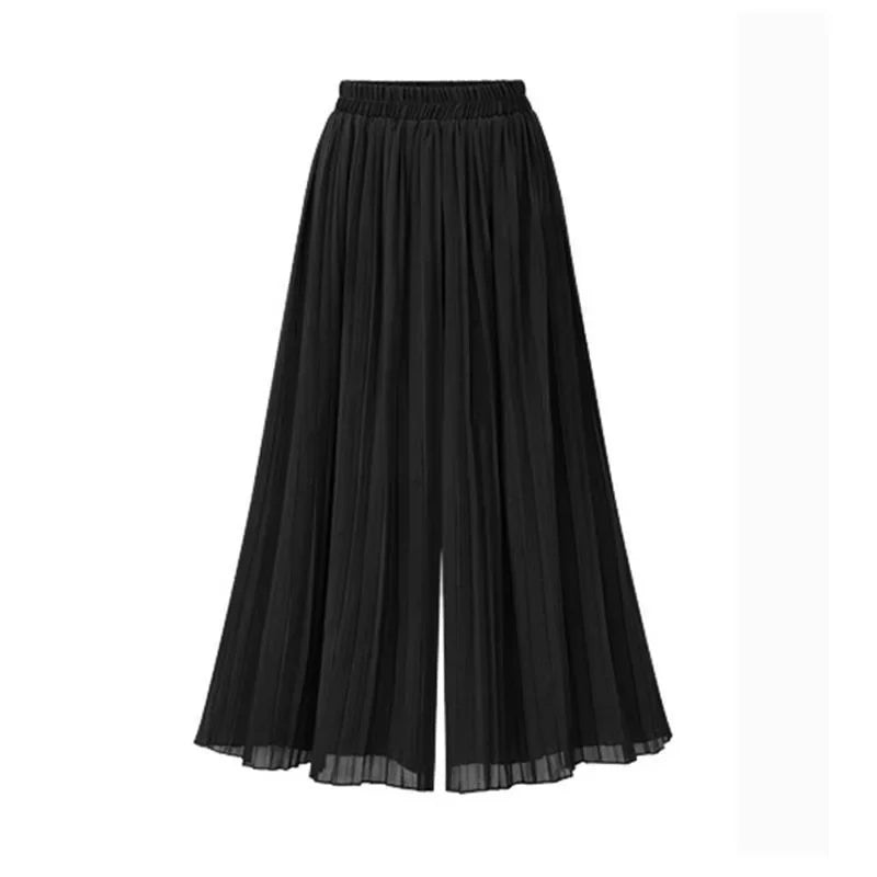 Ankle-Length Chiffon Pleated Culotte Pant - Palm and Thread