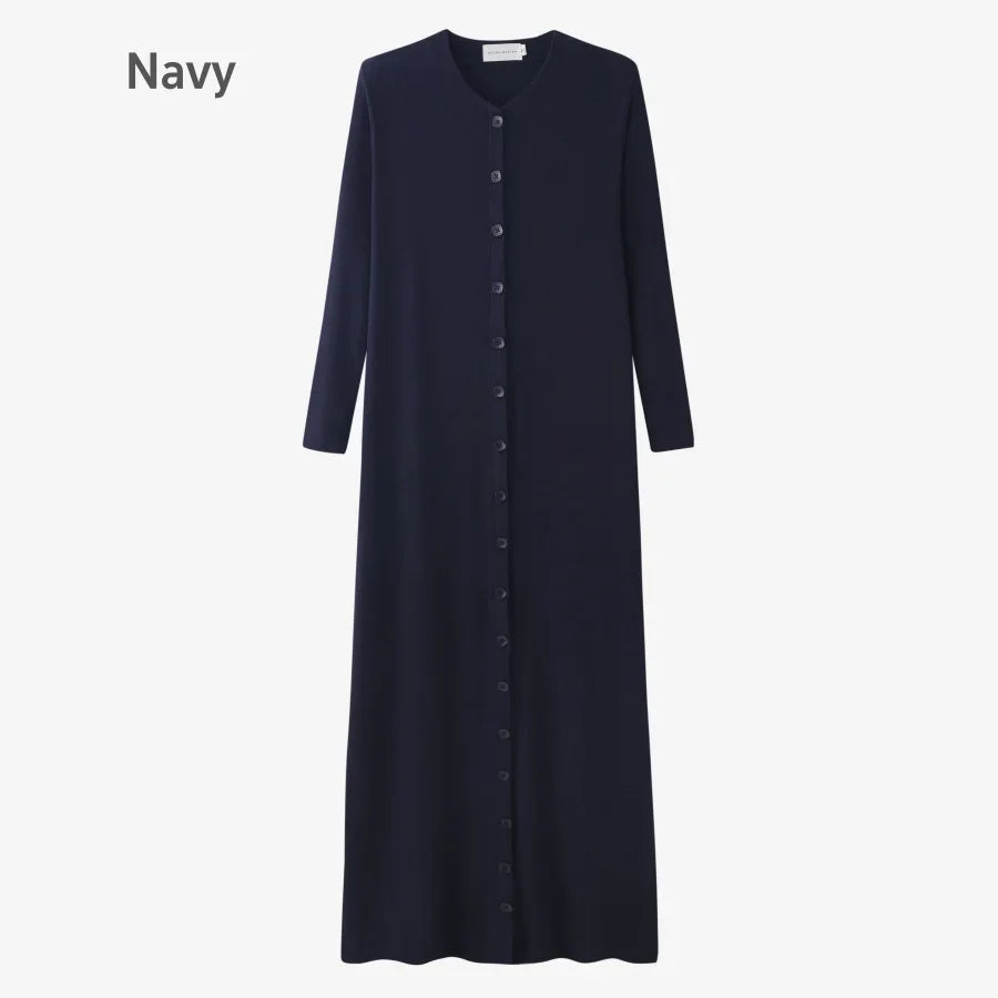 Comfortable ribbing maxi button dress - Palm and Thread