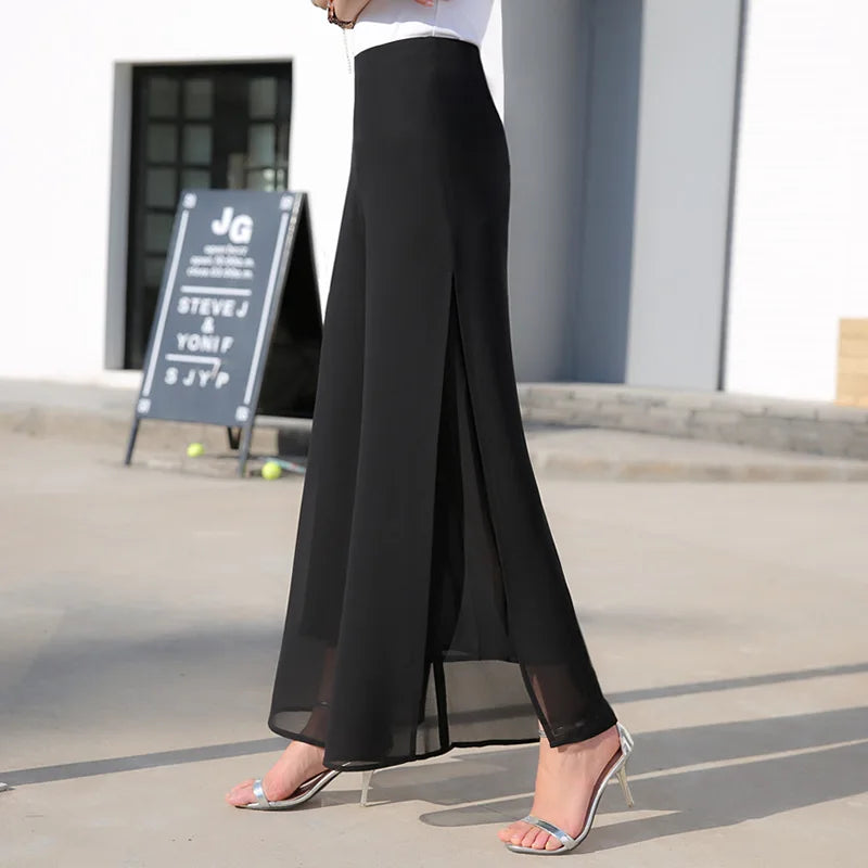 Chiffon Culottes High-Waisted Skirt Pant - Palm and Thread