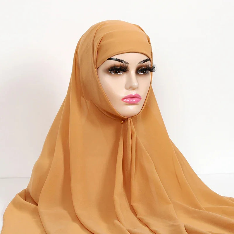 Chiffon Hijab With Underscarf Cap Bonnet Instant - Palm and Thread