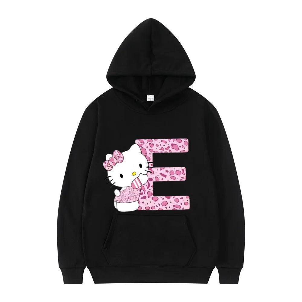 Black Hello Kitty Letter Hoodie - Palm and Thread