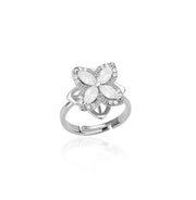 Spinner Zircon Heart Four Leaf Clover Ring - Palm and Thread