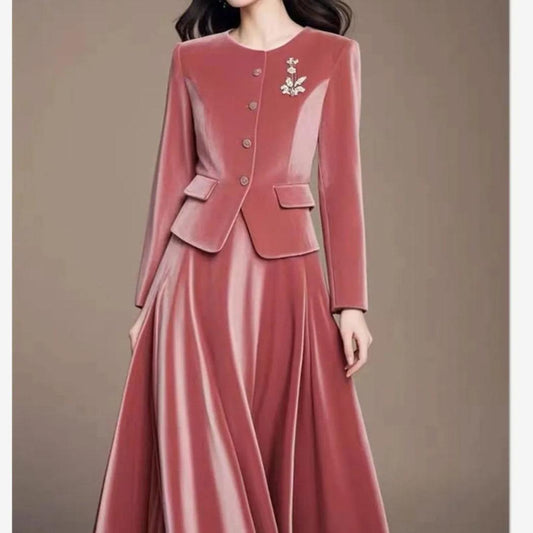 Elegant Single Breasted Jacket + Midi Skirt Suit - Palm and Thread