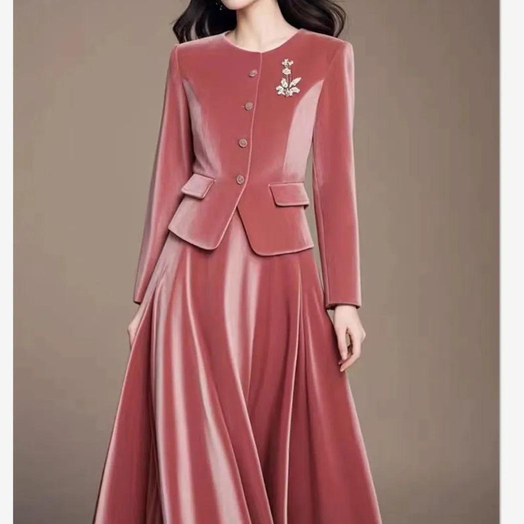 Elegant Single Breasted Jacket + Midi Skirt Suit - Palm and Thread