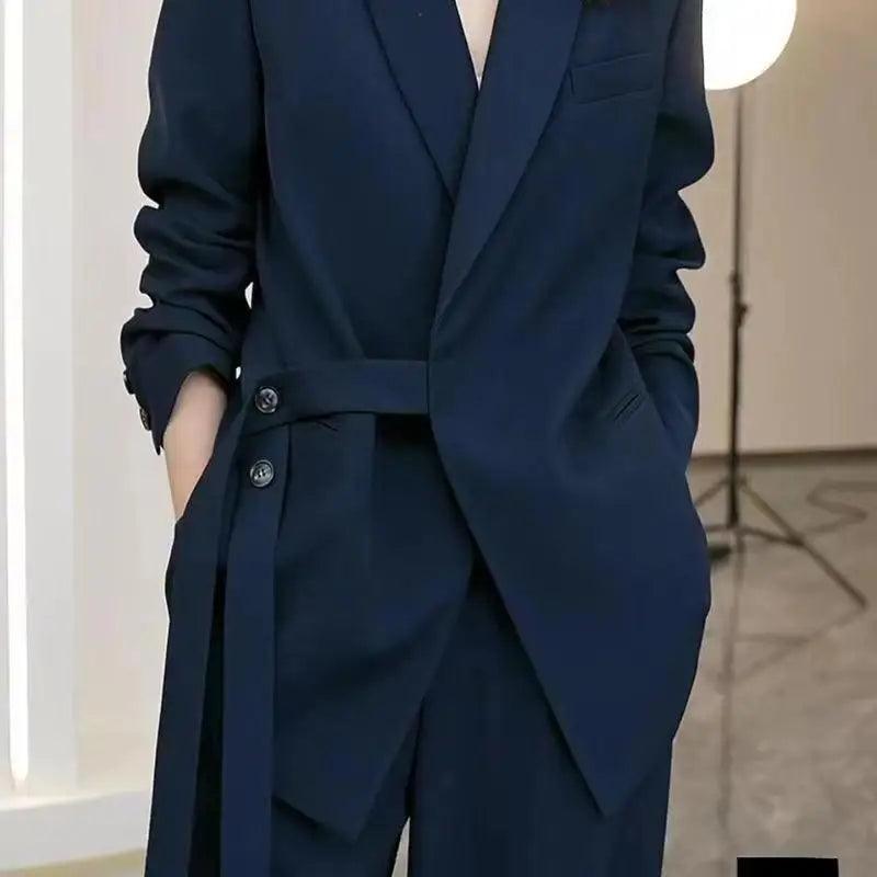 New Casual Suit Jacket Matching Set Elegant Loose Blazers Wide Leg Pants Two Piece - Palm and Thread