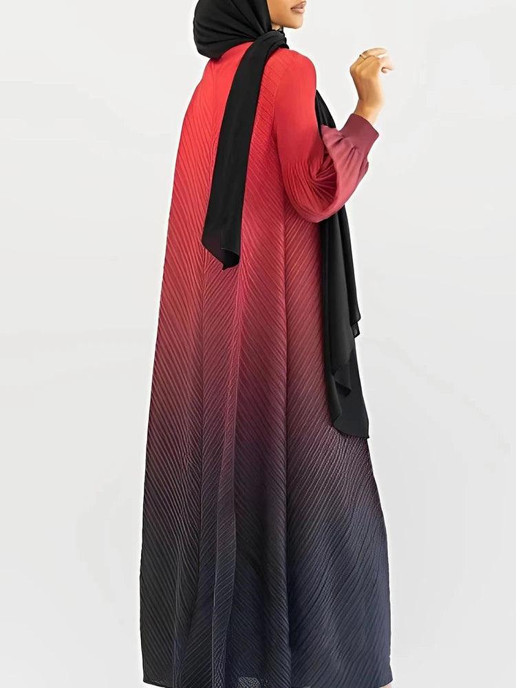 Party Gradient Pleated Long Dress Abaya - Palm and Thread