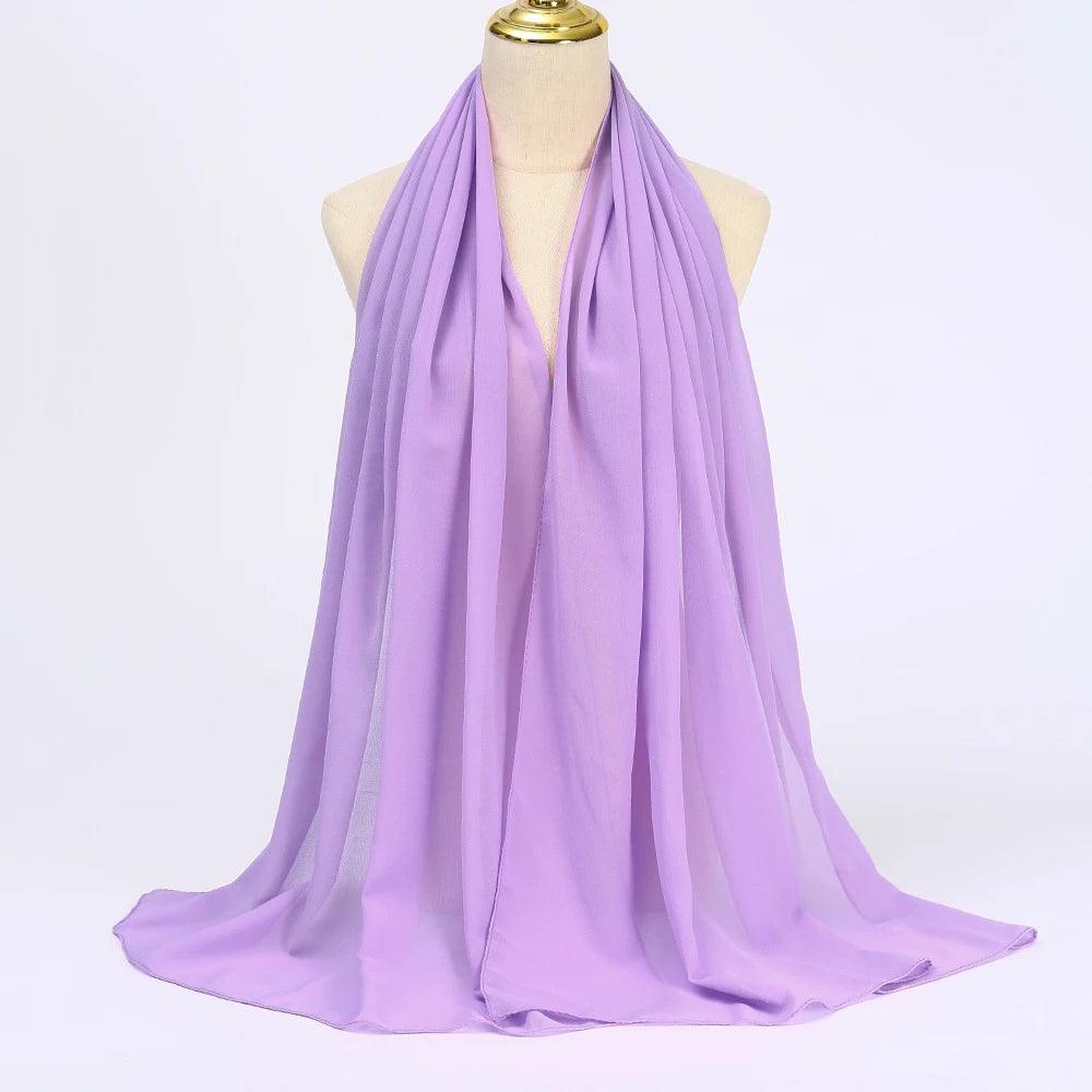 Chiffon Hijab Scarf Long Solid Color Head Wrap - Palm and Thread