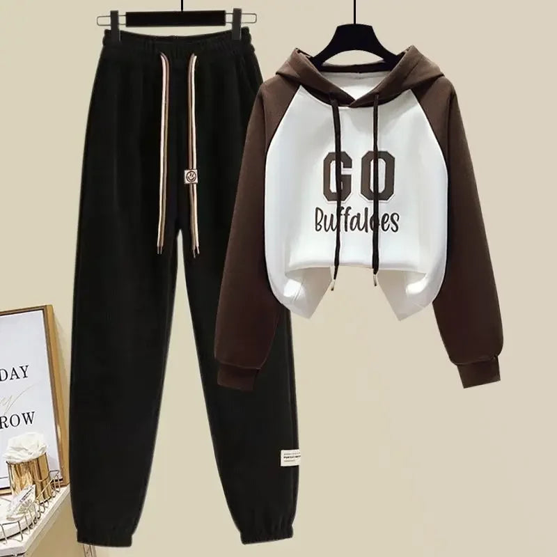 Hooded Print Top Loose Pant Set - Palm and Thread