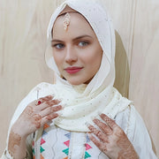 Rhinestone Edge Chiffon Hijab Elegant Breathable Sunscreen Head Wrap - Palm and Thread