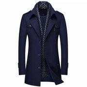 Scarf Collar Cotton-Padded Woolen Coat