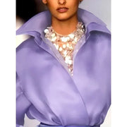 Light Purple Lapel Collar Loose T-shirt - Palm and Thread