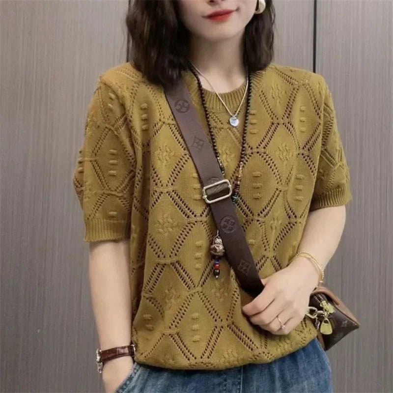 New Short-sleeved Women Sweater - Palm and Thread