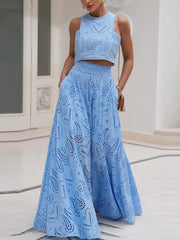 Embroidery Top A Line Skirt Matching Set - Palm and Thread