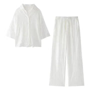 Jacquard Loose Shirt Pant Matching Set - Palm and Thread