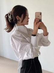 Cropped Back Lace Up Design Blouse - Palm and Thread