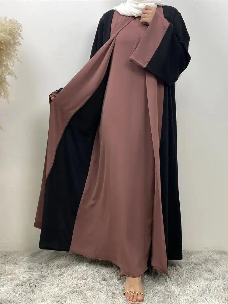 Luxury Splicing Fake Two Pieces Abaya - Palm and Thread