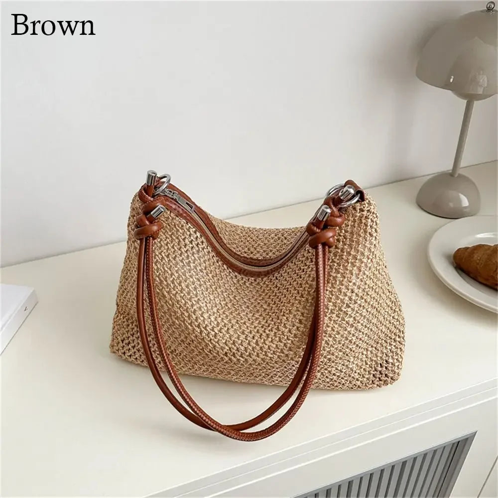 Handmade Braid Straw Beach Shoulder Bag - Palm and Thread