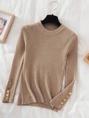 Pullovers Button O-Neck Chic Top - Palm and Thread