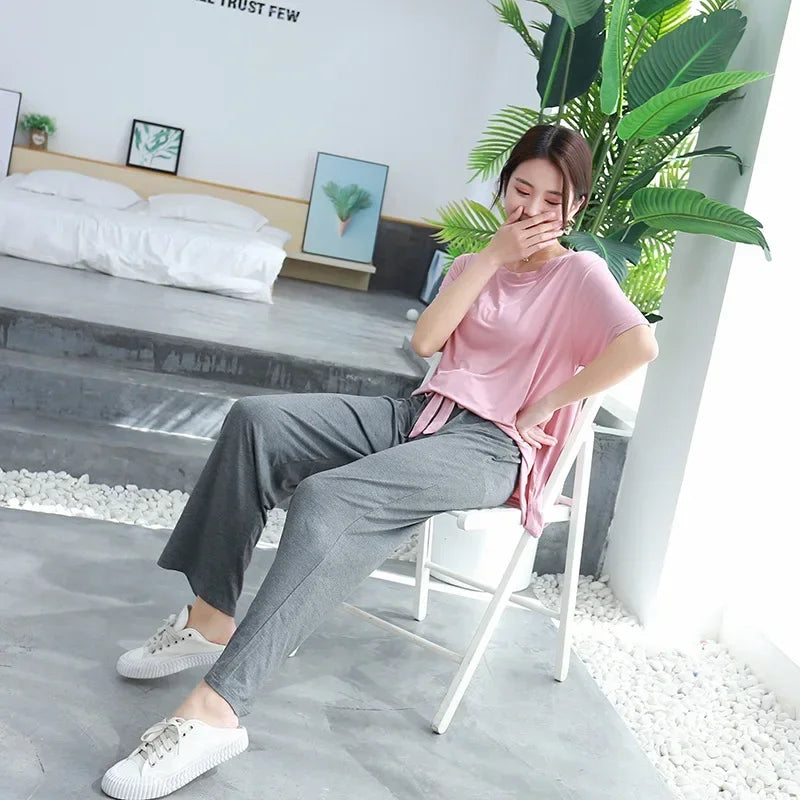 Summer two-piece comfortable pajama set - Palm and Thread
