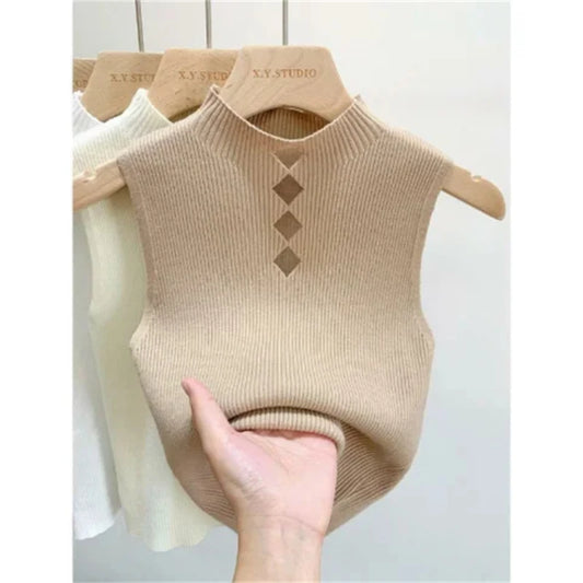 Collar Hollow Solid Basic Tank Top - Palm and Thread