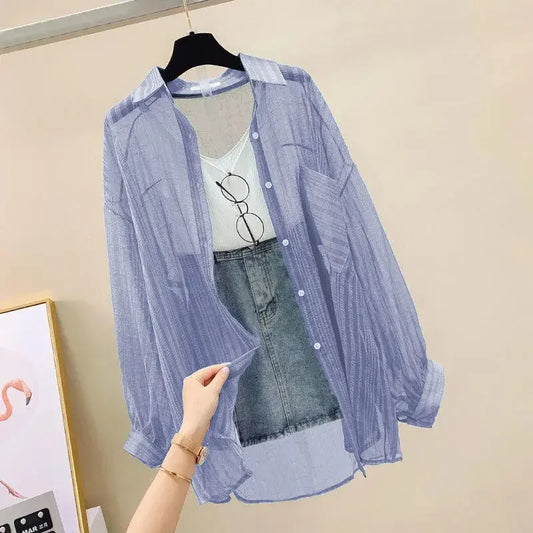 Elegant Perspective Thin Chiffon Blouse - Palm and Thread