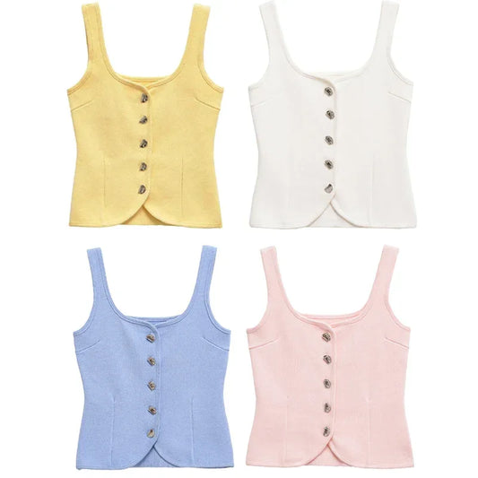 Knitted Vest Sweater Sleeveless Crop - Palm and Thread