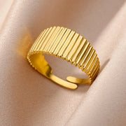 Stainless Steel Gold Color Open Gothic Ring - Palm and Thread