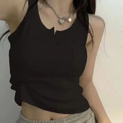 Ribbed Button Down Sleeveless Blouse - Palm and Thread