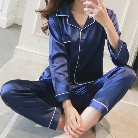 Silk Satin Loungewear Pajama - Palm and Thread