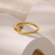 Gold Plated Stainless Steel Snake Ring - Palm and Thread