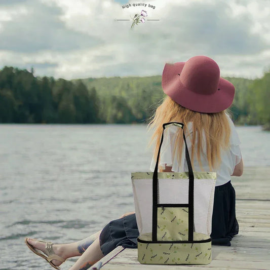 High Capacity Mesh Transparent Bag - Palm and Thread
