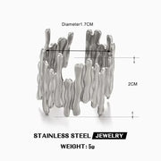 Irregular Unique Heart Metal Texture Finger Ring - Palm and Thread