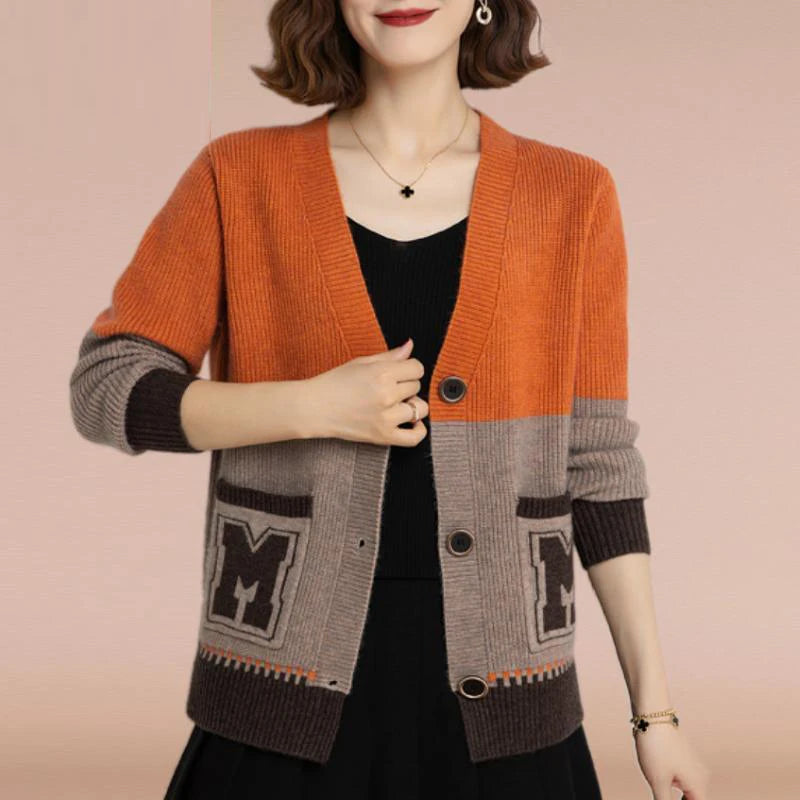 Contrast Color Pockets Button Knitted Cardigan - Palm and Thread