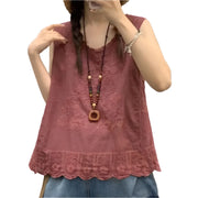 Embroidery Solid Cotton Tank Top - Palm and Thread